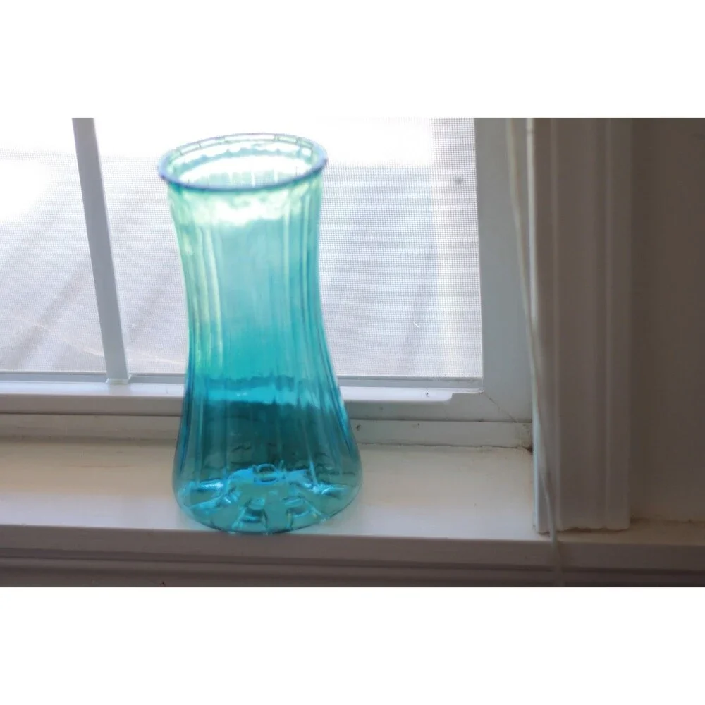 Blue Teal Glass Vase